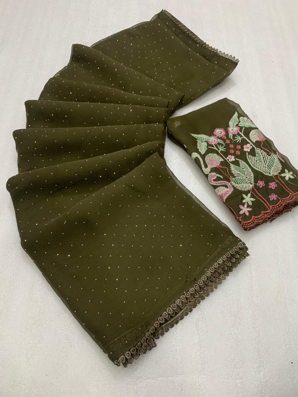 Moss chiffon Saree